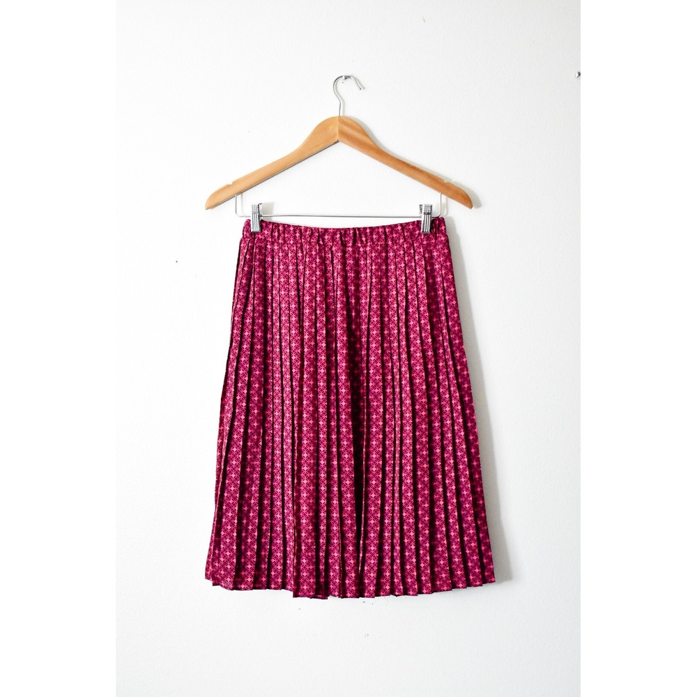 Banana Republic Pleated Skirt Women XS Petite Pink Excellent Geometric Midi
